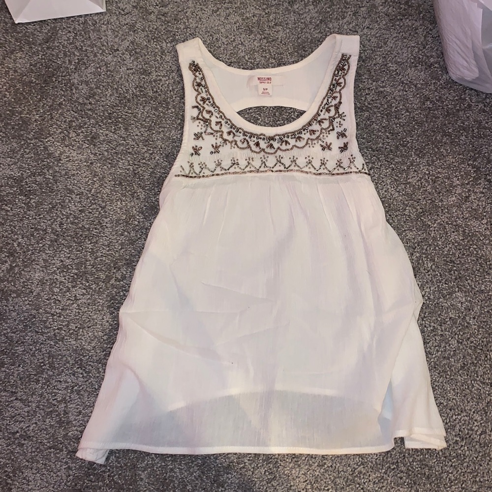 Mossimo size small white tank top. Embellished top
